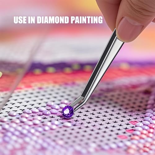 6 Pcs Stainless Steel Tweezers with Curved Serrated Tip Multipurpose Forceps Machine Tweezers Bulk for Crafting