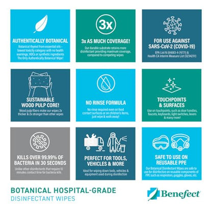 Benefect Botanical Disinfecting Wipes - (170 Wipe Count) Natural, No Residue - Antibacterial Disinfectant, Multi-Surface Cleaning and Sanitizing Wipes - size: 170 Count (Pack of 1)