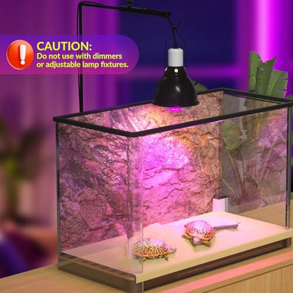Lustaled Reptile Heat Lamp Bulbs-75W Reptile Night Heat Bulb E26 Terrarium Heat Lamp Simulate Natural Moon Purple Light for Snake Bearded Dragon Leopard Gecko Lizard Chameleon Tortoise -2Pack