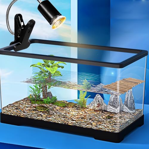 Toyvian Wooden Turtle Hideout and Basking Platform DIY Reptile Shelter Stick Design, Natural Habitat Decor for Tortoise and Gecko Terrariums