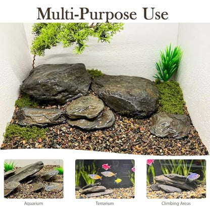 20lb Natural Stone Turtle Rocks for Tank 8-10pcs Basking Platform Stone, Natural Slate Rocks for Reptiles, Aquarium & Aquascape Decor(2-10 Inches) - size: 20lb(8-10pcs)