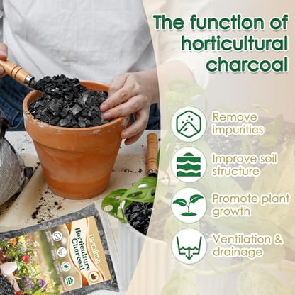 Horticultural Charcoal for Plants,Enhance Drainage and Improve Soil,Premium Activated Charcoal for Plants Indoor & Outdoor,Suitable Succulents,Orchids,Cacti,Gardening-1 QT