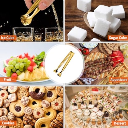 Serving Tongs, Anytrp 12-Packs Stainless Steel Sugar Tongs, 5.3inch Small Tong Kitchen Appetizers Tong for Serving Food, Buffets, Coffee Bar, Tea Party, Desserts Party and Ice Bucket - color: Gold, size: 5.3inch