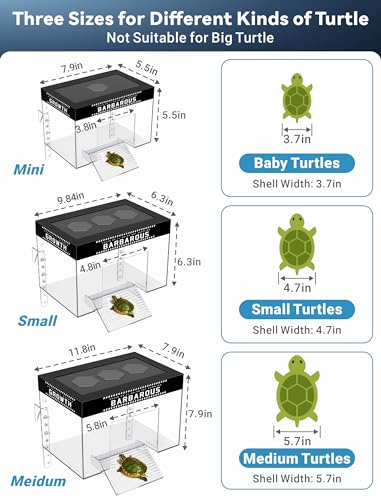 GOZILLA Adjustable Turtle Basking Platform, 7.9x5.5x5.5''Acrylic Turtle Topper & Dock, Hanging Platform Enclosure Warm Room for Turtles, Small Reptiles.(Mini)