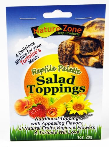 Nature Zone Salad Toppings for Tortoises – 1 oz | Nutritious Blend of Veggies, Fruits, Flowers, Seeds & Mealworms | Natural Salad Enhancer for Tortoise Diet & Enrichment