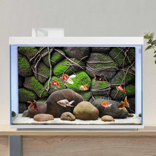 AWERT 60x24 inches Stone Aquarium Background Rock Fish Tank Background Rocky Terrarium Background Vinyl - size: 60x24in/150x60cm