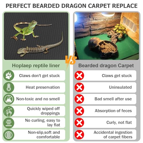 120 Gallon Reptile Terrarium Mat, Bearded Dragon Liner for 4x2x2 Enclosure | Bearded Dragon Tank Accessories 24 inch X 144 inch, Reptile Flooring Substrate Carpet Bedding for Leopard Gecko,Lizard, Black - size: 24 X 144 inches