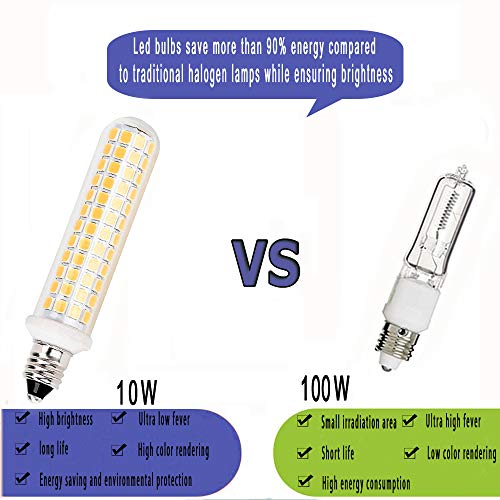 E11 Led Bulbs,100W 120W Halogen Bulb Equivalent,Dimmable,10W,1100LM,JD T4 e11 Mini Candelabra Base,AC110V/130V,E11 Led Warm White 3000k(4 Packs)