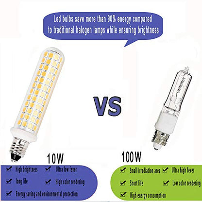 New Upgrade -E11 led Bulb,125 LEDs 100W 120W Halogen Bulbs Equivalent, 10w 1100lm, E11 Mini Candelabra Base Warm White 3000k,AC 110V/130V,JD T3 T4 Bulb (2 Packs) - color: Warm White*2, size: 2 Count (Pack of 1)