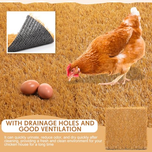 Teenyyou Chicken Nesting Box Pads, 13 x 13 x 1.18 Inch Washable Nesting Pad for Chicken Coop, Artificial Grass Rug Carpet Reusable Nest Box Bedding Fake Synthetic Turf Mat for Hen Laying Eggs (3 Pack)