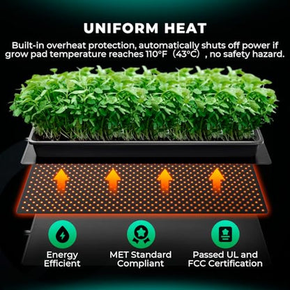 MARS HYDRO 10''x 20.75'' Seedling Heat Mat with Thermostat Heating Pad IP67 Waterproof, Easy to Clean, for Seedling, Germination, Clone, Reptile - size: 10'' x 20.75''with Built-in Thermostat