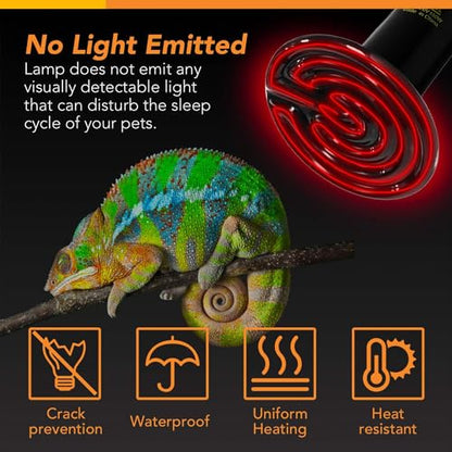 Simple Deluxe 100W 1-Pack Ceramic Heat Emitter Reptile Heat Lamp Bulb No Light Emitting Brooder Coop Heater for Amphibian Pet & Incubating Chicken - size: 100W