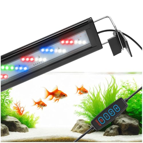 DaToo LED Aquarium Light Full Spectrum Fish Tank Light with Dimmer White Blue Red Green LEDs Fish Tank Light with Three Lighting Modes and Extendable Bracket for 16 Inch to 20 Inch Aquarium - size: 16~20 Inch