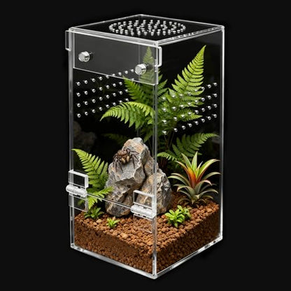 Jumping Spider Enclosure Starter Kit,Escape Proof Reptile Terrarium | Praying Mantis Terrariums,Transparent Acrylic Complete Bug Habitat,All In One Arboreal Tarantula Cribs Cage,Insect Container - size: Small