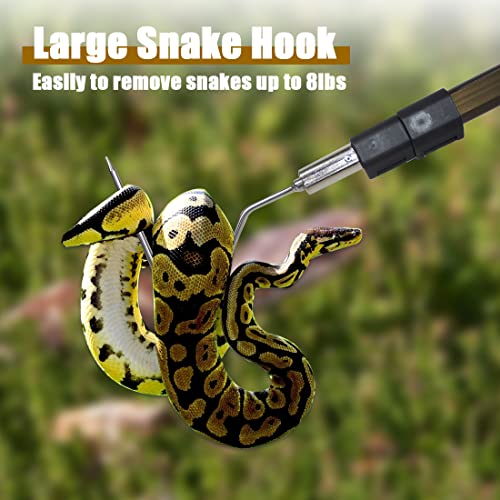 71.6" Snake Hook Retractable Reptile Catcher Stick Tongs Grabber Handling Tool for Rattlesnakes Python Copperhead Removal Catching - color: Champagne