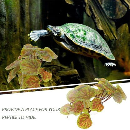 Cabilock Hanging Reptile Plant with Suction Cup Artificial Green Begonia Leaves 23-Leaf Lifelike Terrarium Decor for Amphibian Habitat and Reptile Tank Supplies
