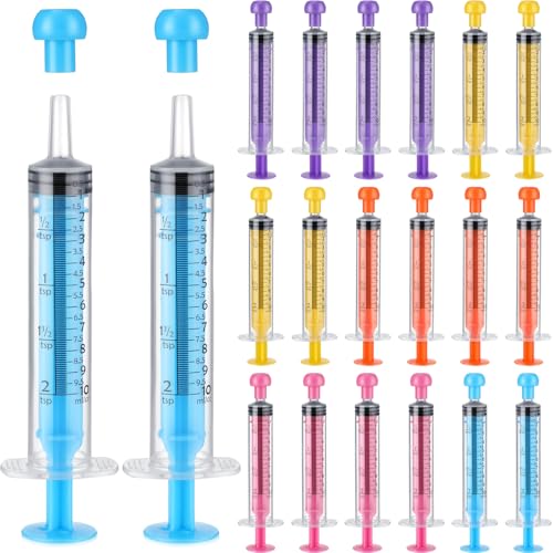 TrelaCo 20 Pack 10ml Oral Syringes with Cap for Liquid Plastic Syringe Without Needle Measuring Dispensing Tools Individually Sealed for Pets Feeding Lab Sample Injection(Multicolor) - size: Multicolor