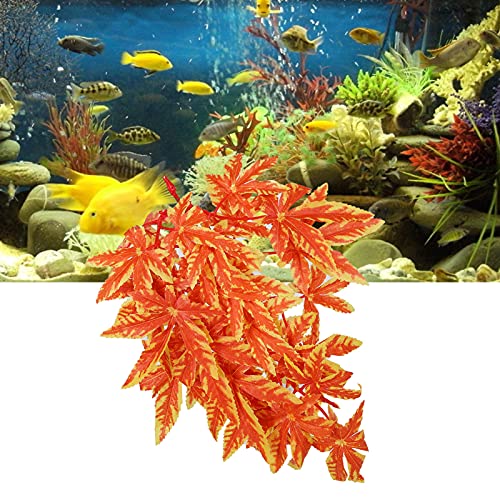 Artificial Reptile Plants, Artificial Plastic Plant, Lifelike Plastic Plant, Hanging Leaves, Decoration with Suction Cup for Reptiles, Terrarium, Aquarium (T-007 Orange)