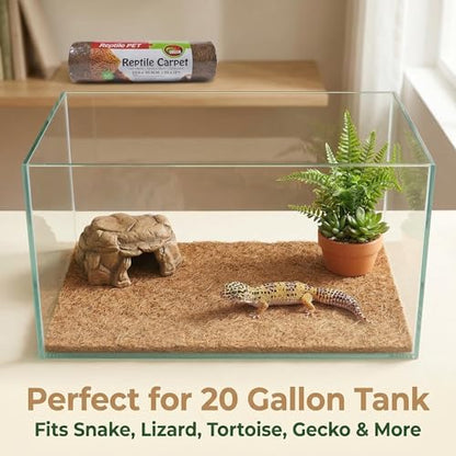 Reptile Carpet 30"x12" 2 PCS Coconut Fiber Mat for 20 Gallon Reptile Tank,Tortoise Habitat Bedding Liner for Snake,Turtle,Lizard,Bearded Dragon,Gecko Cage Accessories