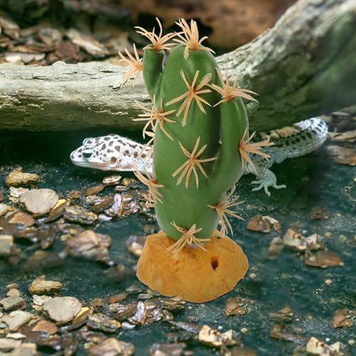 Reptile Habitat Decorative Plant Artificial Cactus Terrarium Tank Decor for Amphibians and Lizards, Simulation Plastic Plant Ornament for Reptile Habitats