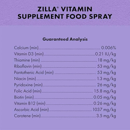 Zilla Vitamin Supplement Food Spray, with Carotene, Spray-on Multivitamin Supplement for Reptiles