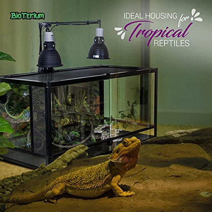 Reptile Tank - 90x45x45 cm, 190 L (50 Gal) Glass Reptile Terrarium with Background - Ideal for Snakes, Lizards, Geckos