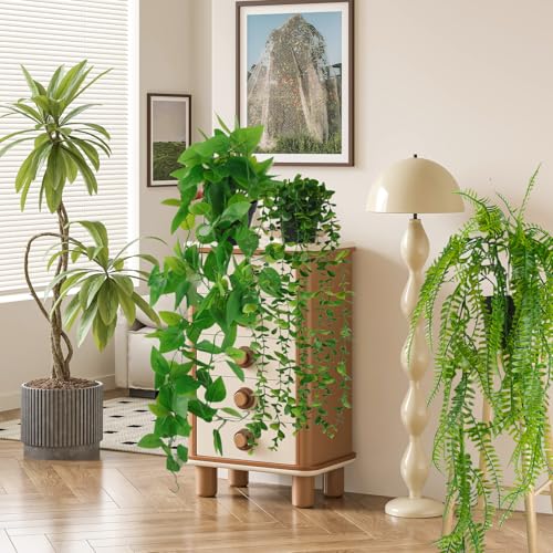 Fake Plants 4 Pack Artificial Hanging Plants, Fake Potted Greenery Faux Eucalyptus, Boston Fern, String of Pearls, Pothos for Living Room Bedroom Boho Wall Shelf Indoor Outdoor Decor
