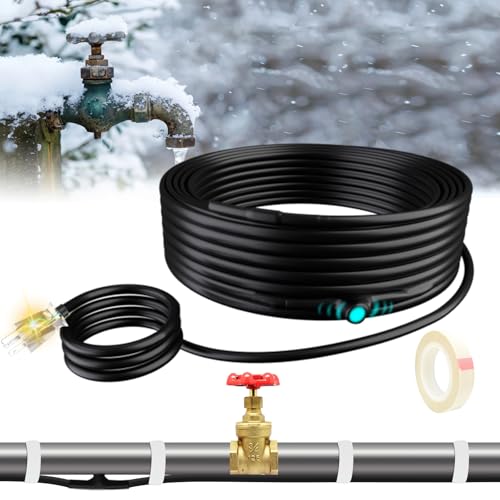 9ft Water Pipe Heat Cable - Constant Wattage 7w/ft, Built-in Thermostat, CSA/ETL, Effective at -40°F for Metal & Water-Filled Plastic Pipes - style: 9 Feet