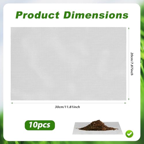 lasuroa 10pcs Flower Pot Mesh Pad, 11.8x7.87 Inch Bonsai Drainage Screens Plant Pot Drainage Mesh Barrier Mat for Preventing Soil and Substrate Leakage (Gray) - color: Gray