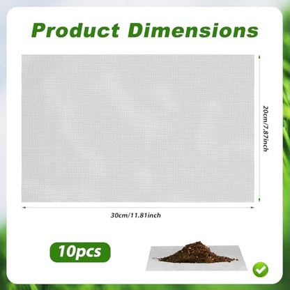 lasuroa 10pcs Flower Pot Mesh Pad, 11.8x7.87 Inch Bonsai Drainage Screens Plant Pot Drainage Mesh Barrier Mat for Preventing Soil and Substrate Leakage (Gray) - color: Gray