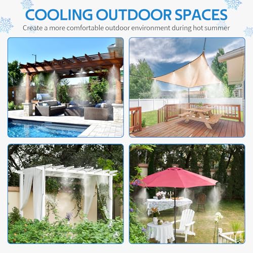 HOMENOTE Misting Cooling System, 26FT (8M) Misting Line + 7 Brass Mist Nozzles + Brass Adapter(3/4") Outdoor Mister for Patio Backyard Garden Greenhouse - size: 26FT / 8M