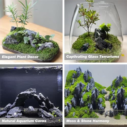 Unocho Aquarium Rocks Natural Seiryu Stone 20lb Aquascaping Rocks for Fish Tank Aquarium Landscaping Decoration Paludarium Amphibian Enclosures(3-10 Inches) - size: 20LB(3-10 inches)