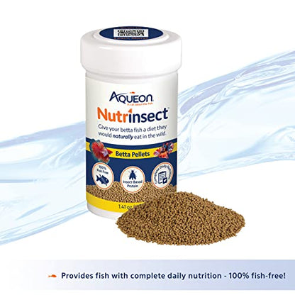 Aqueon Nutrinsect Fish-Free Fish Food, Betta Pellets, 1.41 oz - size: 1.41 Ounce (Pack of 1), style: Betta Pellets
