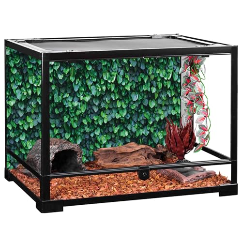 YongFoto Reptile Terrarium Background 30x18 inch Reptile Tank Background Botanical Plant Green Leaves Vine Wall Reptile Habitat Background Bearded Dragon Fish Tank Aquarium Background Backdrop - color: Green, size: 30x18in/75x45cm