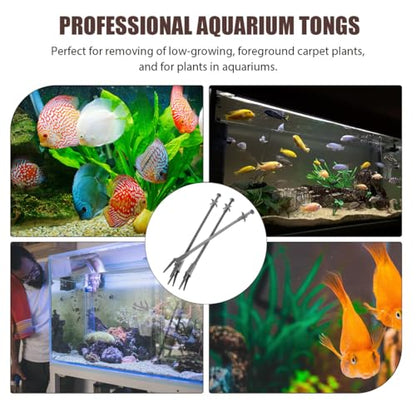 Abaodam 3Pcs Aquarium Tweezers and Feeding Tongs, Stainless Steel Terrarium Tools for Reptile Tank, Long Fish Tank Cleaning Tongs for Aquarium Plant Maintenance, Snake and Lizard Feeding Clamp