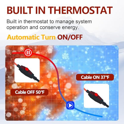 Heat Tape for Water Pipes Heat Trace for Pipes Outdoor Heater Pipe Freeze Protect Heating Cable Keeps Water Flowing at -40°F with 3ft Lighted Plug 12 Feet - style: 12-feet