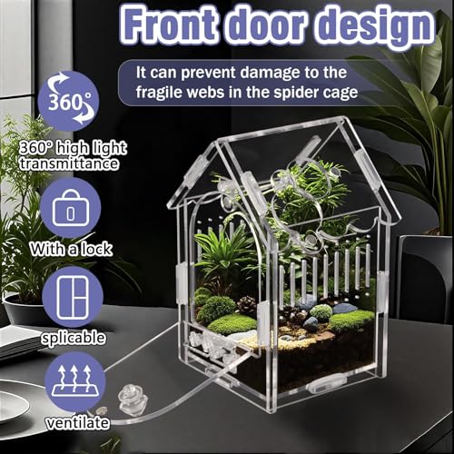 Acrylic Jumping Spider Enclosure with Magnetic Latch - color: Transparency