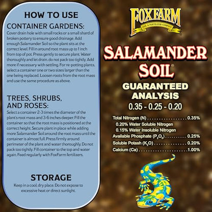 FoxFarm Salamander Soil Potting Mix, 1.5cu ft - Watering Holding Properties, Made for Plants and Cuttings, Indoor/Outdoor Cultivation - Reduces Frequent Waterings