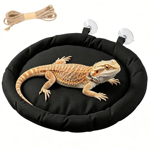 Bearded Dragon Bed Reptile Hammock, Small Animal Sleeping Pad with Suction Cup for Car Window, Washable Lizard Lounger Terrarium Resting Spot for Leopard Gecko, Guinea Pig, Hamster, Dwarf Rabbi