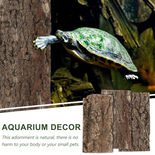 Kisangel Natural Cork Bark Aquarium Decor 4Pcs 7.87X4.13 Inch Terrarium Bark Background Reptile Tank Accessory for Climbing Habitat and Fish Tank Decoration