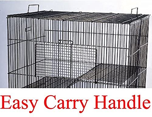 3-Levels Easy Portable Collapsible Ferret Chinchilla Sugar Glider Rats Mouse Animal Critter Bite-Proof Metal Carrier Travel Cage with Narrow 3/8-Inch Bar Spacing Easy to Setup No Tools Needed - color: Black
