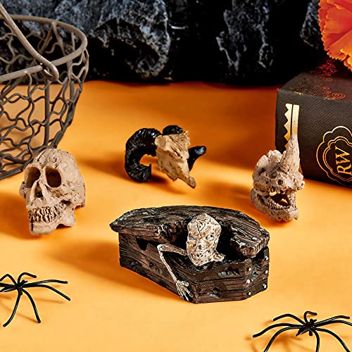 Yookeer Gothic Fish Tank Decor Gothic Ornaments Aquarium Decor Terrarium Aquarium Skull Miniatures Resin for Village Accessories Collections Set Fish Tank Reptile House Cave