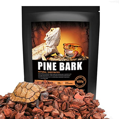 Tfwadmx Reptile Bark Bedding 15.8oz Tortoise Bedding for Habitat Bearded Dragon Substrate Reusable Pine Chips Substrate for Geckos, Lizards, Turtles Snakes, Hermit Crabs