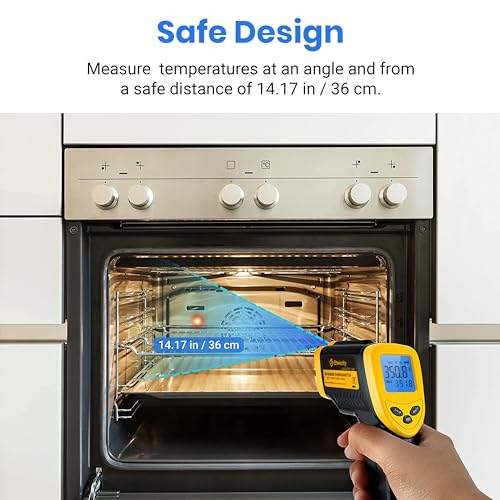 Etekcity Infrared Thermometer Laser Temperature Gun, -58°F to 1130°F | Adjustable Emissivity, MAX Display, Pizza Oven, BBQ, Meat, Candy, HVAC, Refrigerator, Non-Contact Temperature Measurement - color: Laser Yellow, style: Advanced