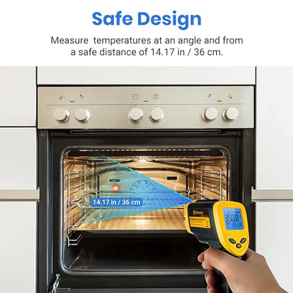 Etekcity Infrared Thermometer Laser Temperature Gun, -58°F to 1130°F | Adjustable Emissivity, MAX Display, Pizza Oven, BBQ, Meat, Candy, HVAC, Refrigerator, Non-Contact Temperature Measurement - color: Laser Yellow, style: Advanced