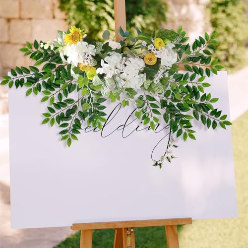 XONOR Artificial Greenery Leaves Stems, 10 Bundles Faux Silk Green Leaf Garland Branches Hanging Greenery Spray for Wedding Bouquet, Arch, Table Centerpieces and Home Decor (10Bundles, Green)