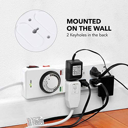 BN-LINK 8 Outlet Surge Protector with Mechanical Timer and Digital Timer Outlet