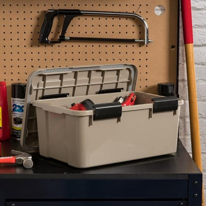 IRIS USA 6-Pack WeatherPro Gasket Box, 19 Quart Weather Resistant Storage Bins with Latching Lids, Heavy Duty Organizing Containers for Closet, Bathroom, and Office - Tan - size: 19 Qt. - 6 Pack