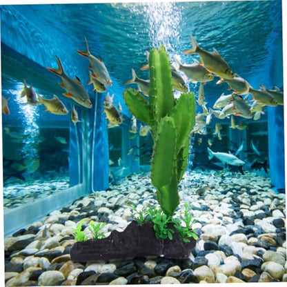 Artificial Aquarium Cactus Plant Simulation Plastic Fish Tank Decor Ornament for Home and Reptile Terrarium Landscaping