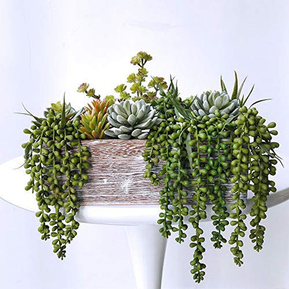 4 pcs Artificial Hanging Succulents Faux Burro's Tail Picks Trailing String of Pearls Succulent Fake Greenery Sprays 13.4" L for Basket Planter Centerpiece Floral Arrangement Indoor Outdoor Decor